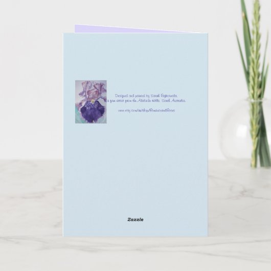 Paarse en zwarte Iris Waterverf Birthday Kaart (Achterkant)