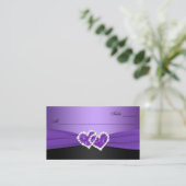 Paarse en zwarte Joined Hearts Place Card Plaatskaartje (Staand voorkant)