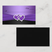 Paarse en zwarte Joined Hearts Place Card Plaatskaartje (Voorkant / Achterkant)