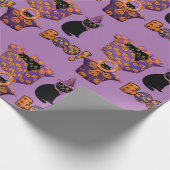 Paarse en zwarte kat/Halloween Boo Craft of Cadeaupapier (Hoek)