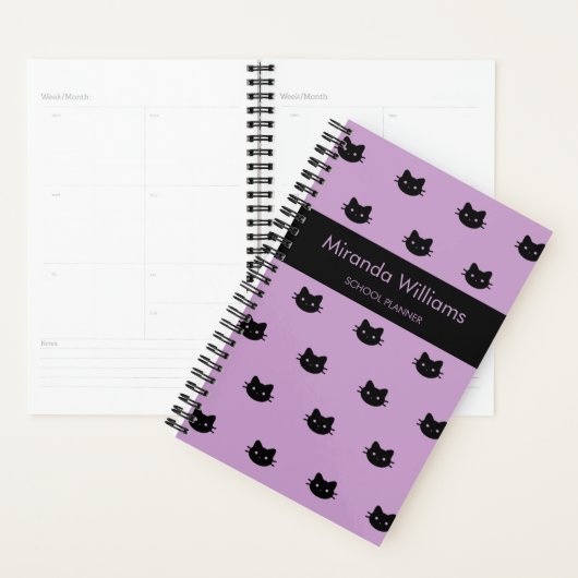 Paarse en zwarte kat planner (Display)