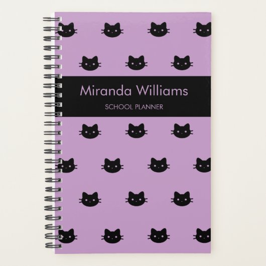 Paarse en zwarte kat planner (Voorkant)