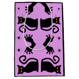 Paarse en Zwarte Katspinnen Griezelige Halloween Medium Cadeauzakje