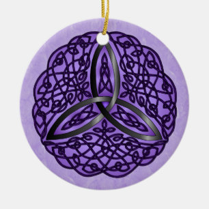 Paarse en zwarte Keltische Art Trinity Knot Keramisch Ornament