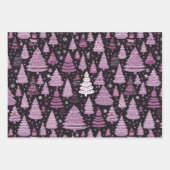 Paarse en zwarte kerstbomen Kerstmis Inpakpapier Vel (Voorkant 3)
