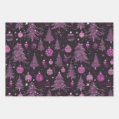 Paarse en zwarte kerstbomen Kerstmis Inpakpapier Vel (Voorkant)