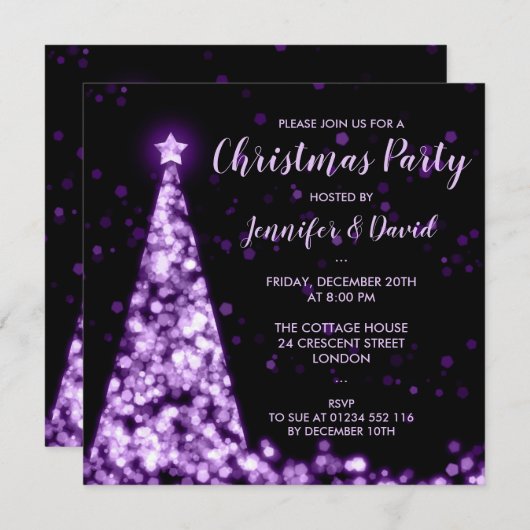 Paarse en zwarte kerstfeest kaart (Voorkant / Achterkant)