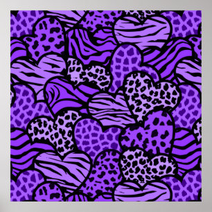 Paarse en zwarte korrelige vingerafdrukken poster