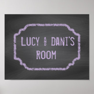 Paarse en zwarte-krijtbordroommuurkunst poster