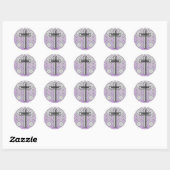Paarse en zwarte kruisreligie-Stickers Ronde Sticker (Vel)