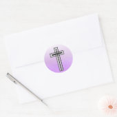 Paarse en zwarte kruisreligie-Stickers Ronde Sticker (Envelop)