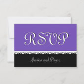 PAARSE en ZWARTE Lace Wedding RSVP V16 (Voorkant)