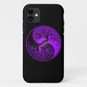 Paarse en zwarte Levensboom Yin Yang iPhone 11 Hoesje
