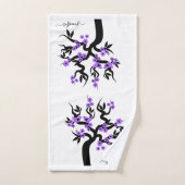 Paarse en zwarte liefdesvogelkerboom, bloesems bad handdoek (Handdoek)