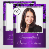 Paarse en zwarte lieve zestien kaart (Voorkant / Achterkant)