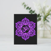 Paarse en zwarte Lotus Flower Om Briefkaart (Staand voorkant)