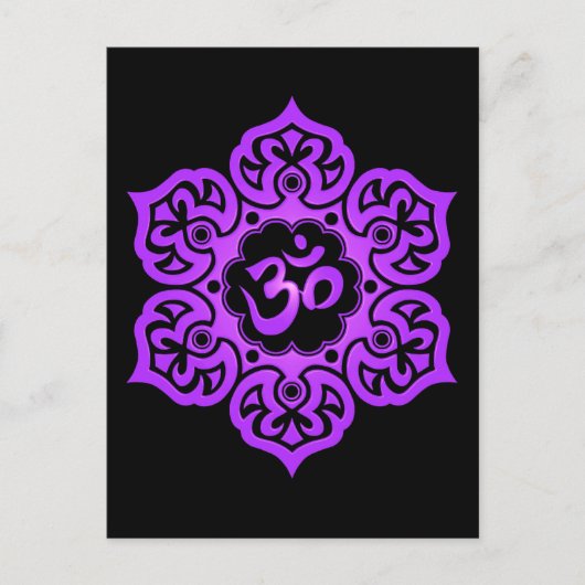 Paarse en zwarte Lotus Flower Om Briefkaart (Voorkant)