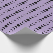 Paarse en zwarte maan en sterren mystieke wicca cadeaupapier (Hoek)
