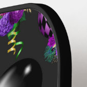 PAARSE EN ZWARTE MARDI GRAS BALLOONS FLOWERS TASSE PICKLEBALL PADDLE (Links Detail)