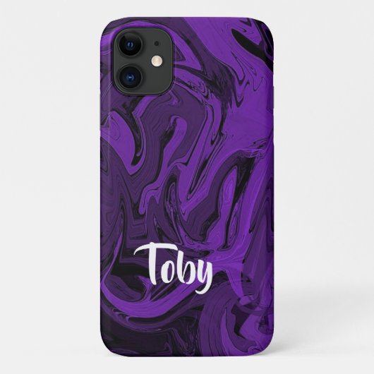 Paarse en zwarte marmer Case-Mate iPhone case (Achterkant)