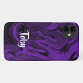 Paarse en zwarte marmer Case-Mate iPhone case (Achterkant (horizontaal))