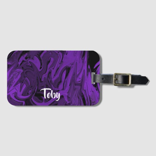 Paarse en zwarte marmer gepolijst bagagelabel (Voorkant (horizontaal))