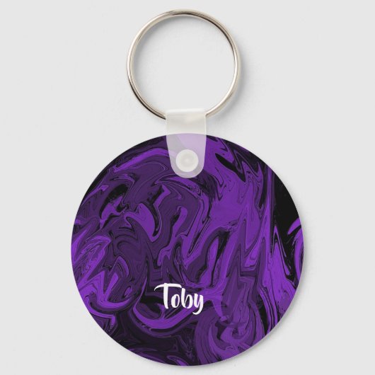 Paarse en zwarte marmer gepolijst sleutelhanger (Voorkant)