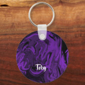 Paarse en zwarte marmer gepolijst sleutelhanger (Voorkant)