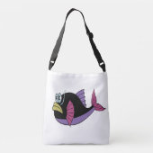 Paarse en zwarte meerkleurige weekvis crossbody tas (Achterkant)