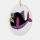 Paarse en zwarte meerkleurige weekvis keramisch ornament (Rechts)