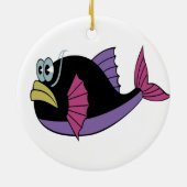 Paarse en zwarte meerkleurige weekvis keramisch ornament (Achterkant)