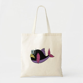 Paarse en zwarte meerkleurige weekvis tote bag