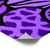 Paarse en zwarte meisjesachtige dierprint harten poster (Hoek)