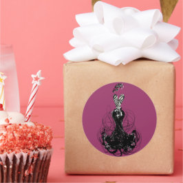 Paarse en zwarte  Mode Diva Ronde Sticker