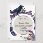Paarse en zwarte Moody Dark Wedding Invitation Kaart (Voorkant)