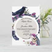 Paarse en zwarte Moody Dark Wedding Invitation Kaart (Staand voorkant)