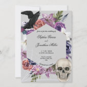 Paarse en zwarte Moody Dark Wedding Invitation Kaart (Voorkant)
