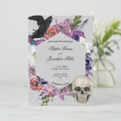 Paarse en zwarte Moody Dark Wedding Invitation Kaart (Staand voorkant)