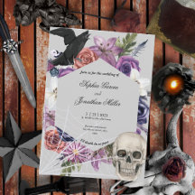 Paarse en zwarte Moody Dark Wedding Invitation
