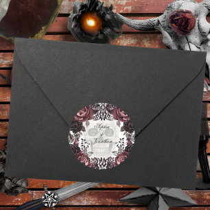 Paarse en zwarte Moody Donkere bruiloft Ronde Sticker