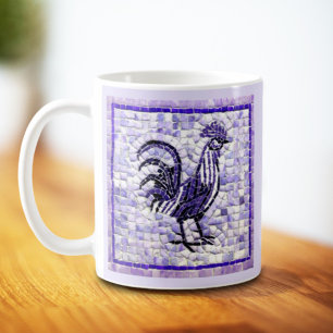 Paarse en Zwarte Mozaïek Haan Kunst Koffiemok