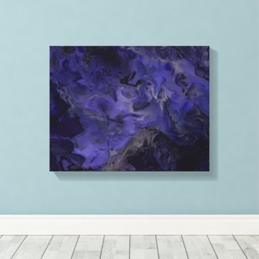 Paarse en zwarte muurkunst canvas afdruk (Insitu (Houten vloer))
