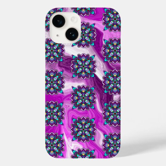 Paarse en zwarte mystieke kleurrijke Mandala Case-Mate iPhone Case (Achterkant)