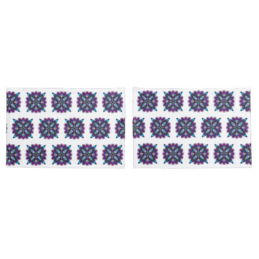 Paarse en zwarte mystieke kleurrijke Mandala Kussensloop (Achterkant-Set)