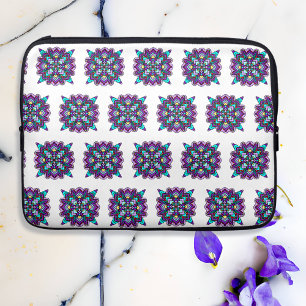 Paarse en zwarte mystieke kleurrijke Mandala Laptop Sleeve