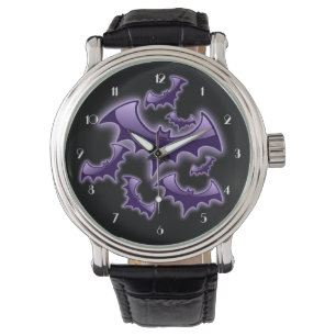 Paarse en zwarte nachtvleermuizen horloge