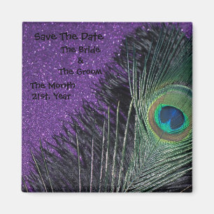 Paarse en zwarte pacock Weddennopjes Magneet