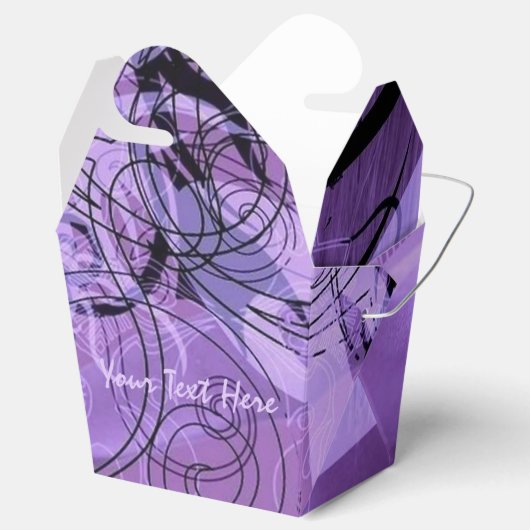 Paarse en zwarte Patroon Take Out Favor Box Bedankdoosjes (Geopend)