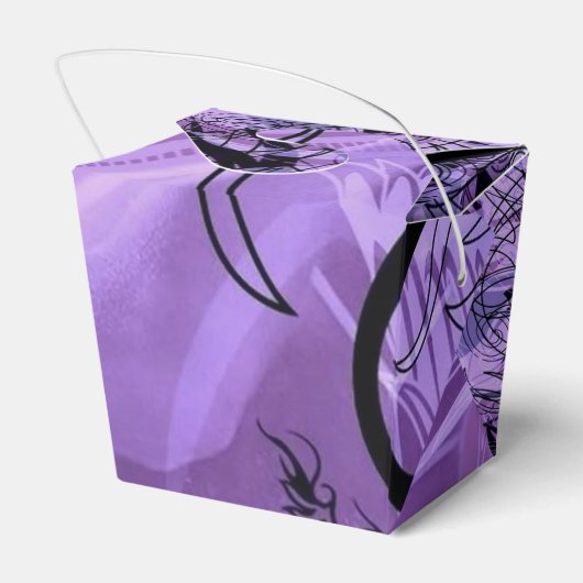 Paarse en zwarte Patroon Take Out Favor Box Bedankdoosjes (Achterkant)