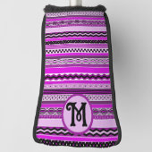 Paarse en zwarte Pattern Play Stripes gepersonalis Golfheadcover (Draai 90)